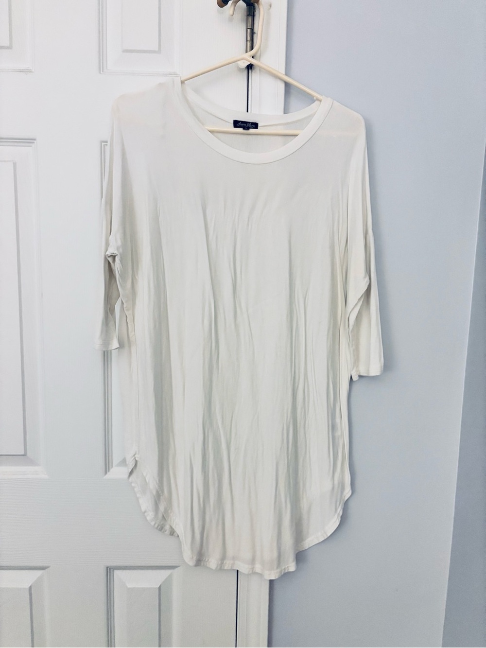Relaxed Scoop Neck Long Sleeve Tunic - Cream